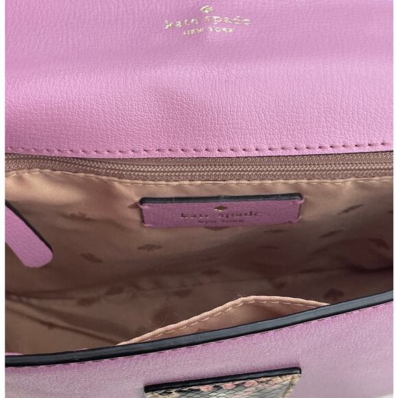 Kate Spade Robyn Exotic Leather Print Chain Saddle Bag Dust Bag EUC - Picture 11 of 14